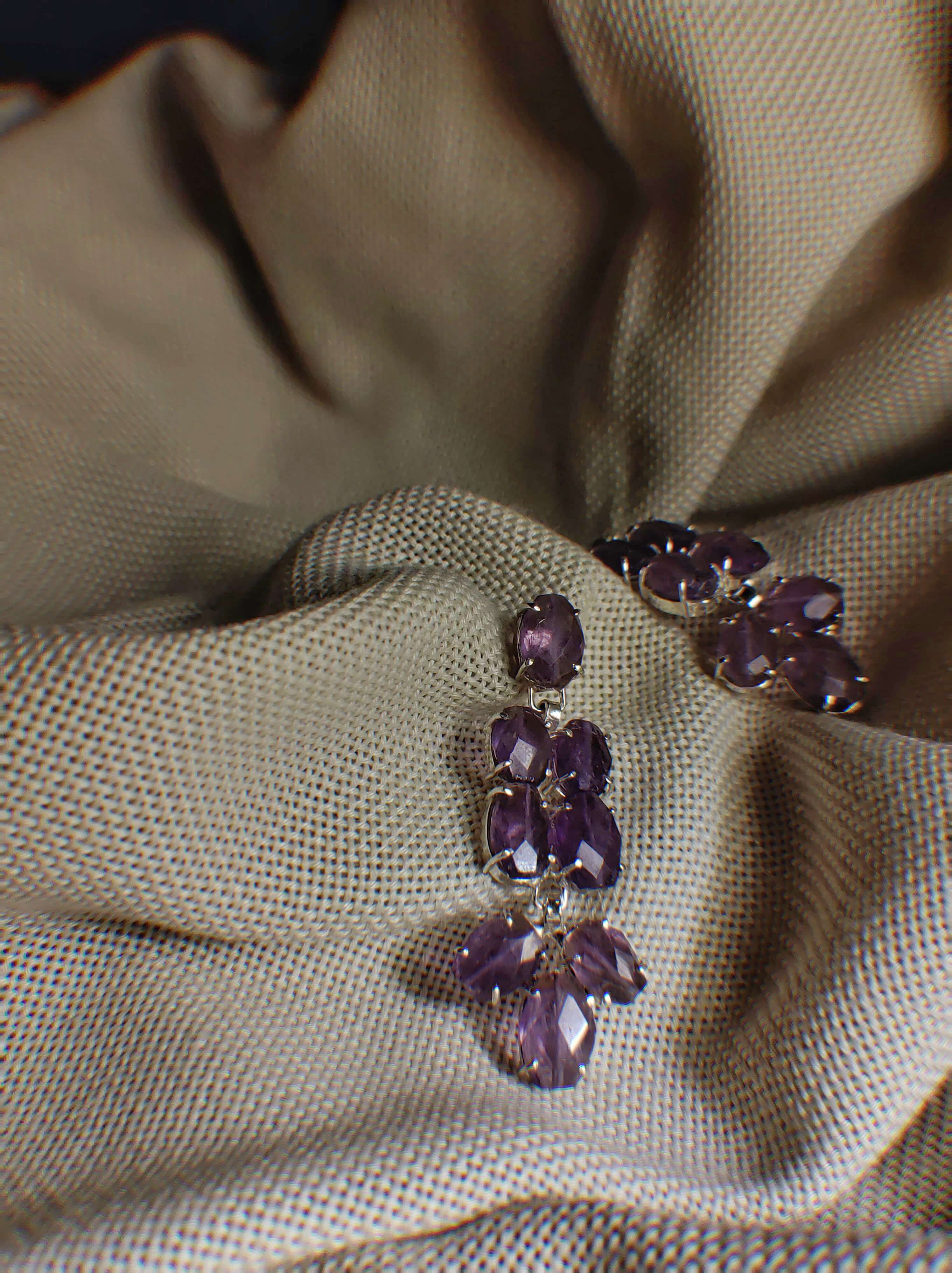 Petunia: A handcrafted Earrings featuring Amethyst and hues of Purple.