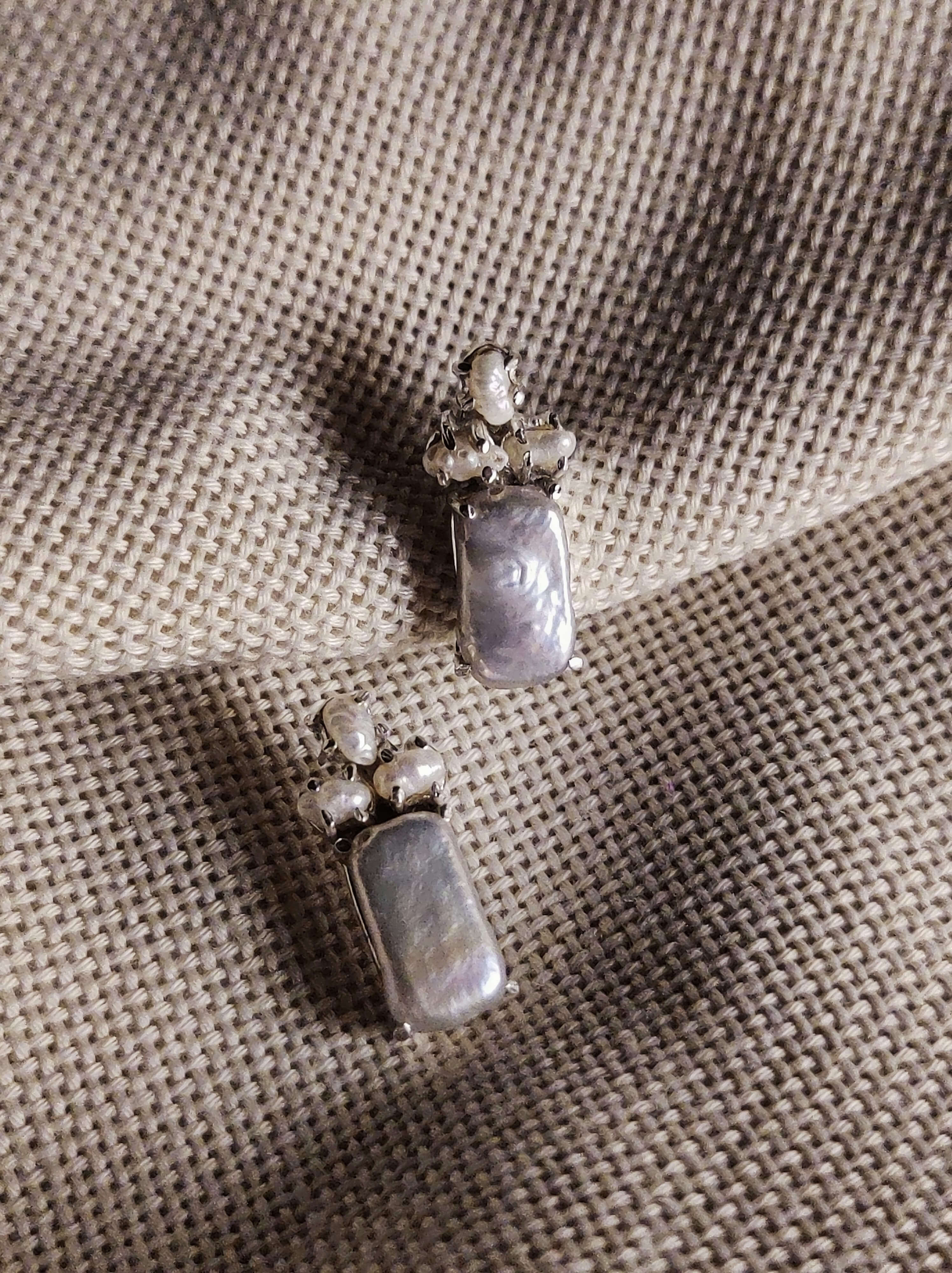 Blush: A handcrafted Earrings featuring Pearl and hues of White.
