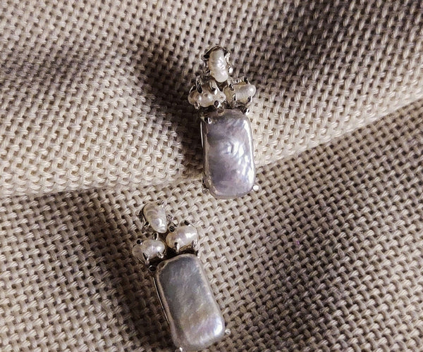 Blush: A handcrafted Earrings featuring Pearl and hues of White.