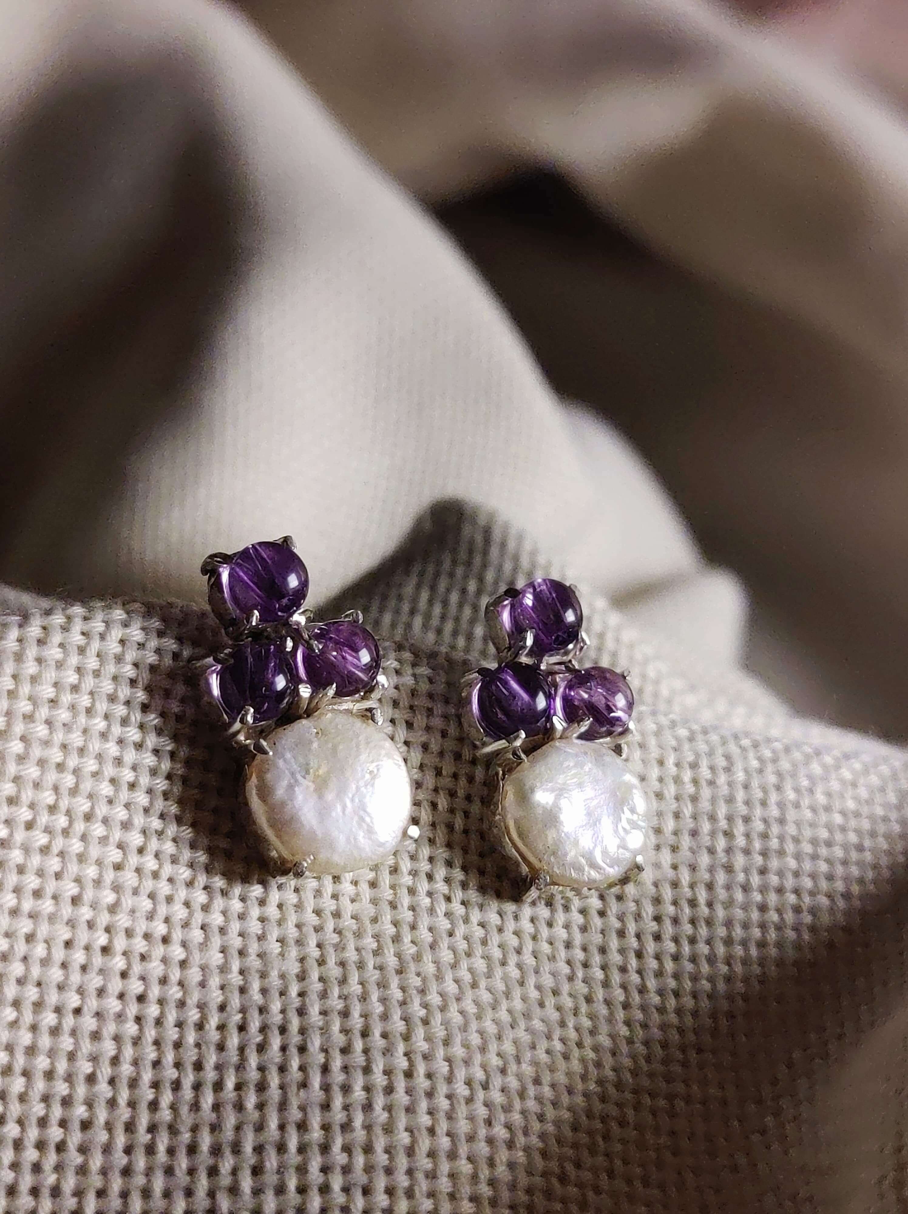 Sweet William: A handcrafted Earrings featuring nan and hues of nan.
