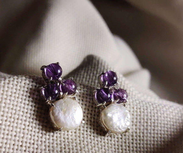 Sweet William: A handcrafted Earrings featuring nan and hues of nan.