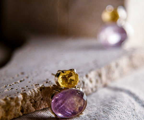 Saher — (Black Zircon) handcrafted silver earrings featuring black zircon stones by Repeat.pk
