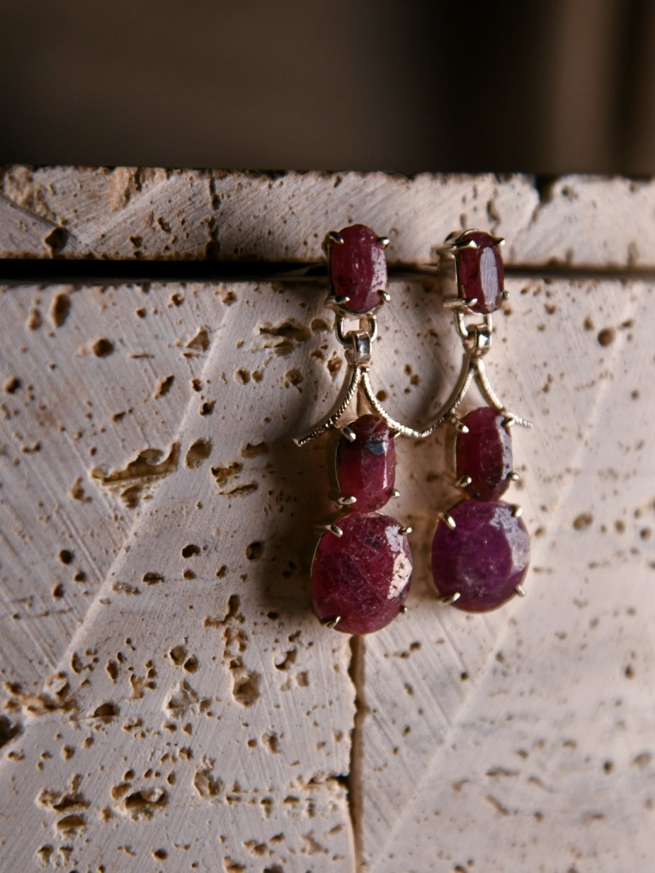 Anuli: A handcrafted Earrings featuring Ruby and hues of Red.