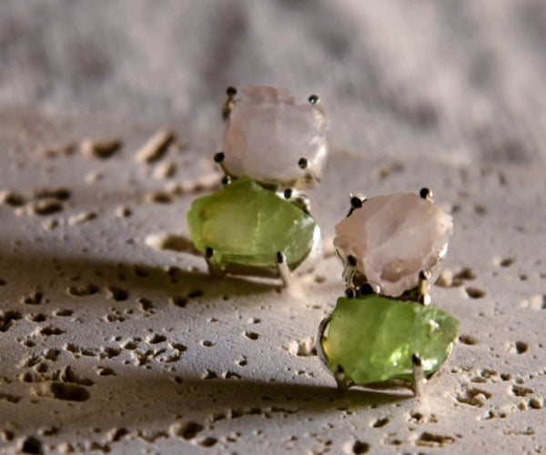 Lara — (Grey pearl and multi flower) handcrafted silver earrings featuring grey pearl and multi flower stones by Repeat.pk