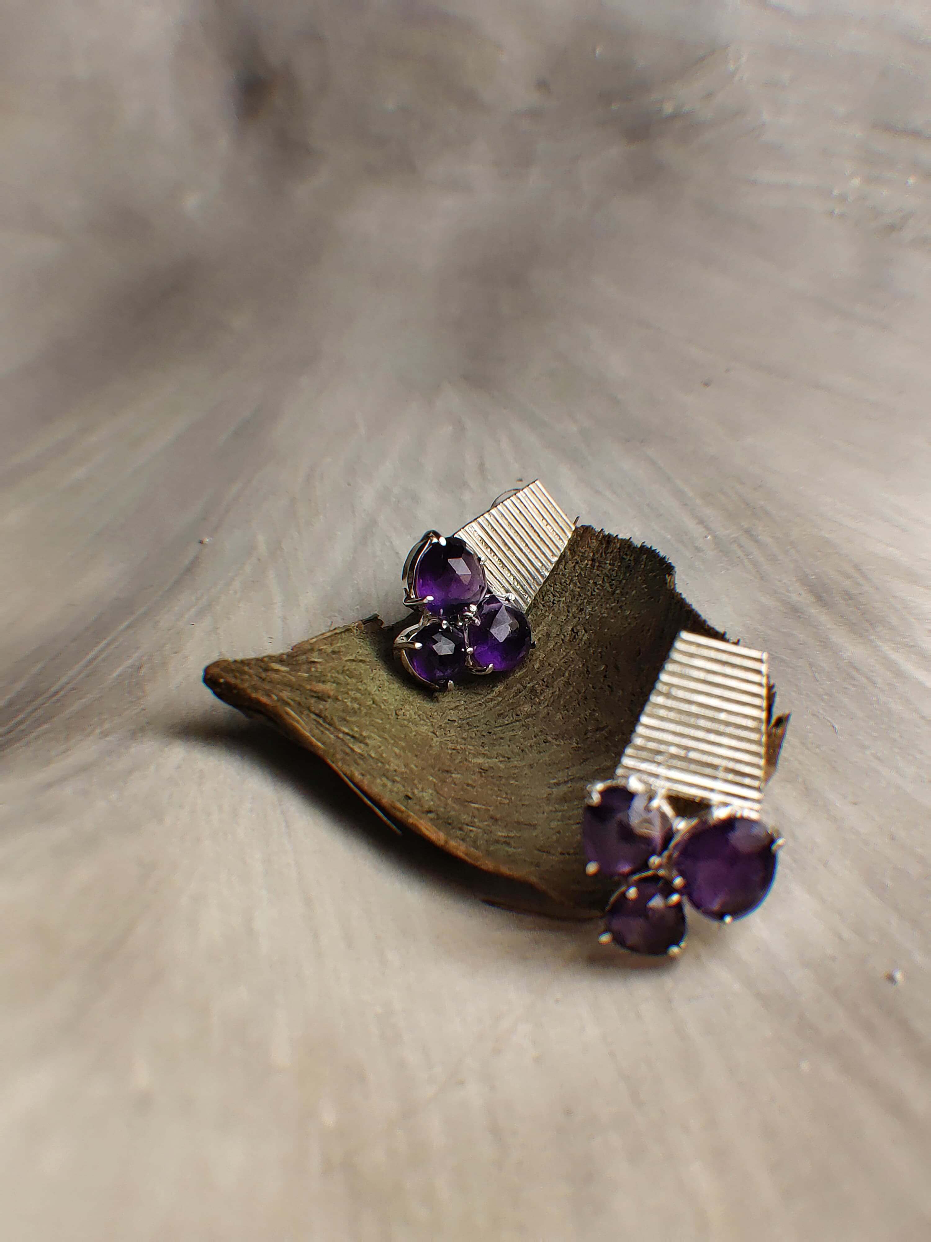 Purple song: A handcrafted Earrings featuring Amethyst and hues of Purple.