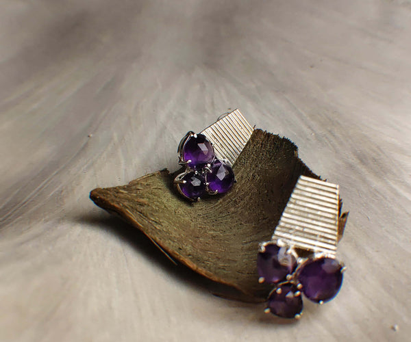 Purple song: A handcrafted Earrings featuring Amethyst and hues of Purple.