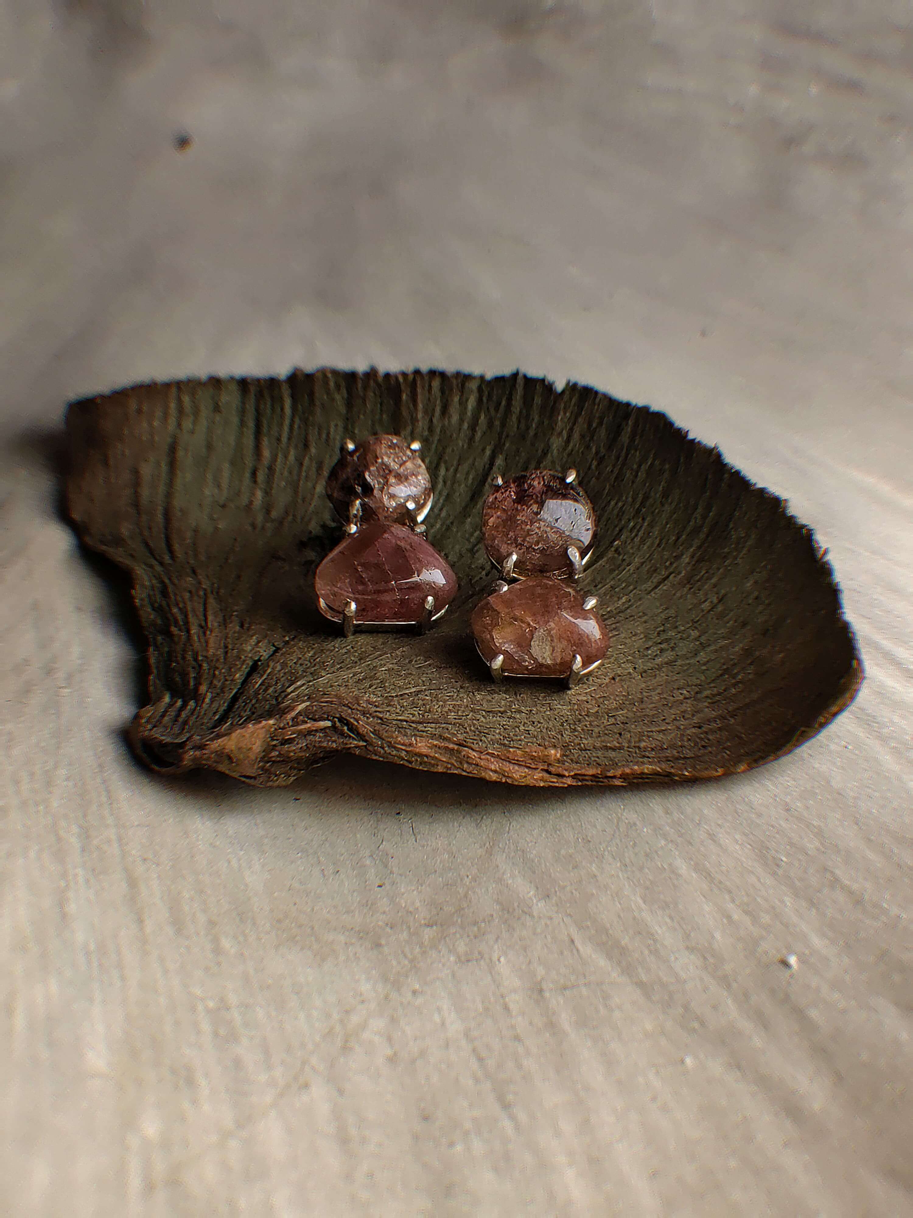 Ginger: A handcrafted Earrings featuring Tourmaline and hues of Red.