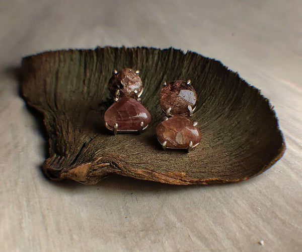 Ginger: A handcrafted Earrings featuring Tourmaline and hues of Red.