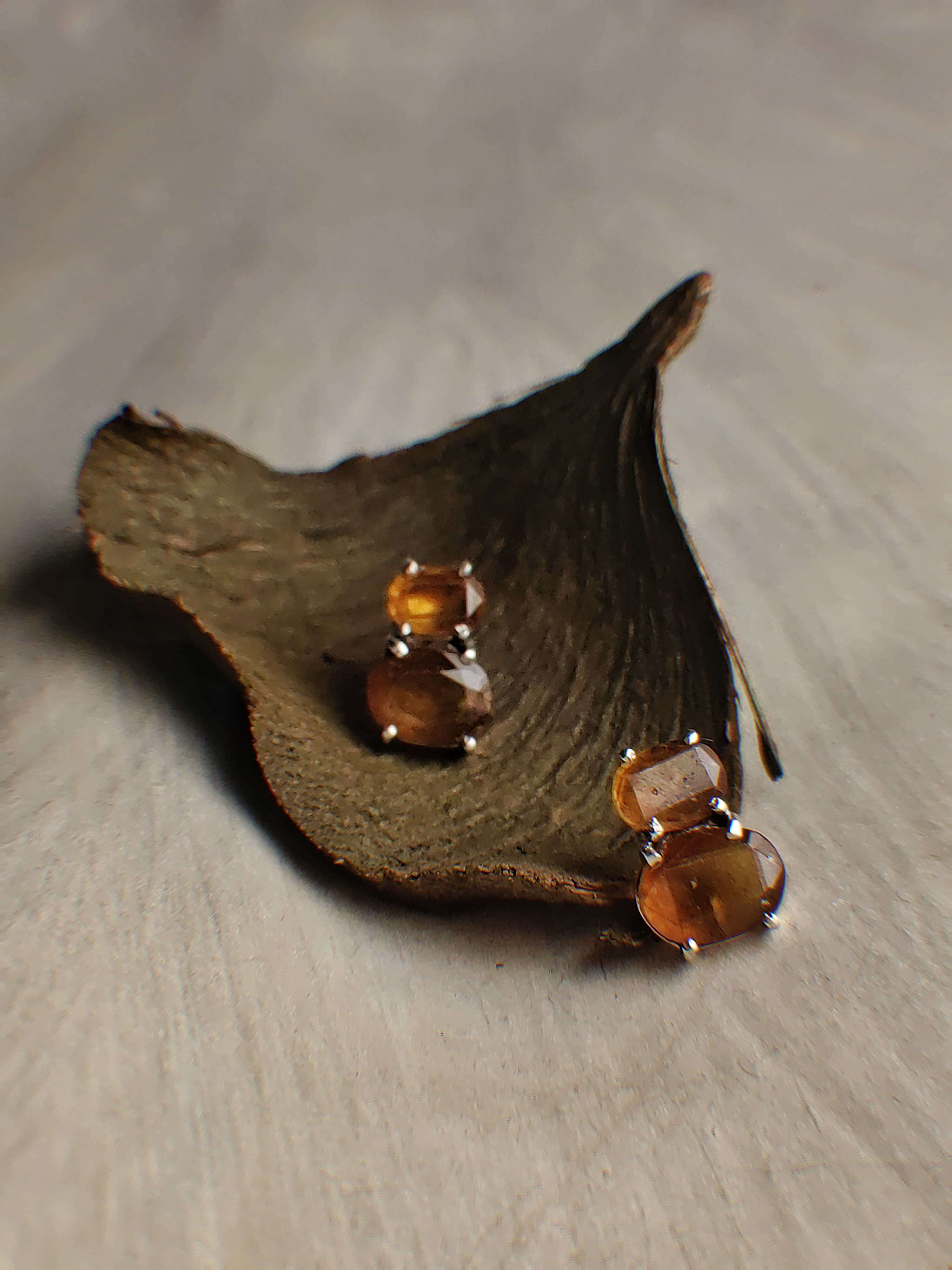 Saffron: A handcrafted Earrings featuring Hessonite and hues of Orange.