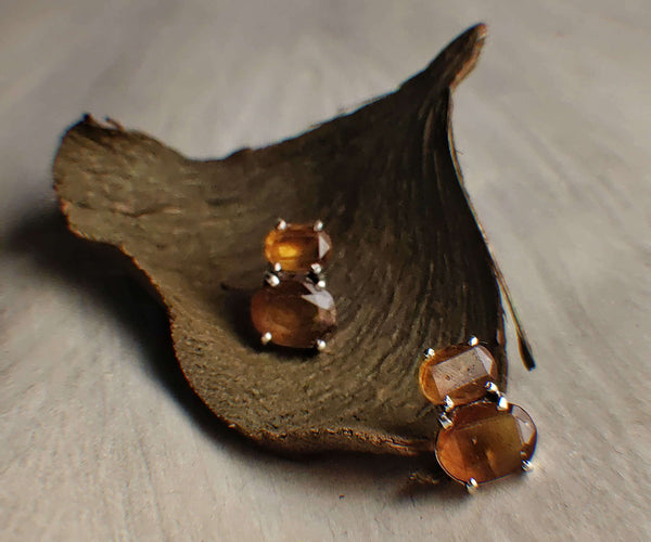 Saffron: A handcrafted Earrings featuring Hessonite and hues of Orange.