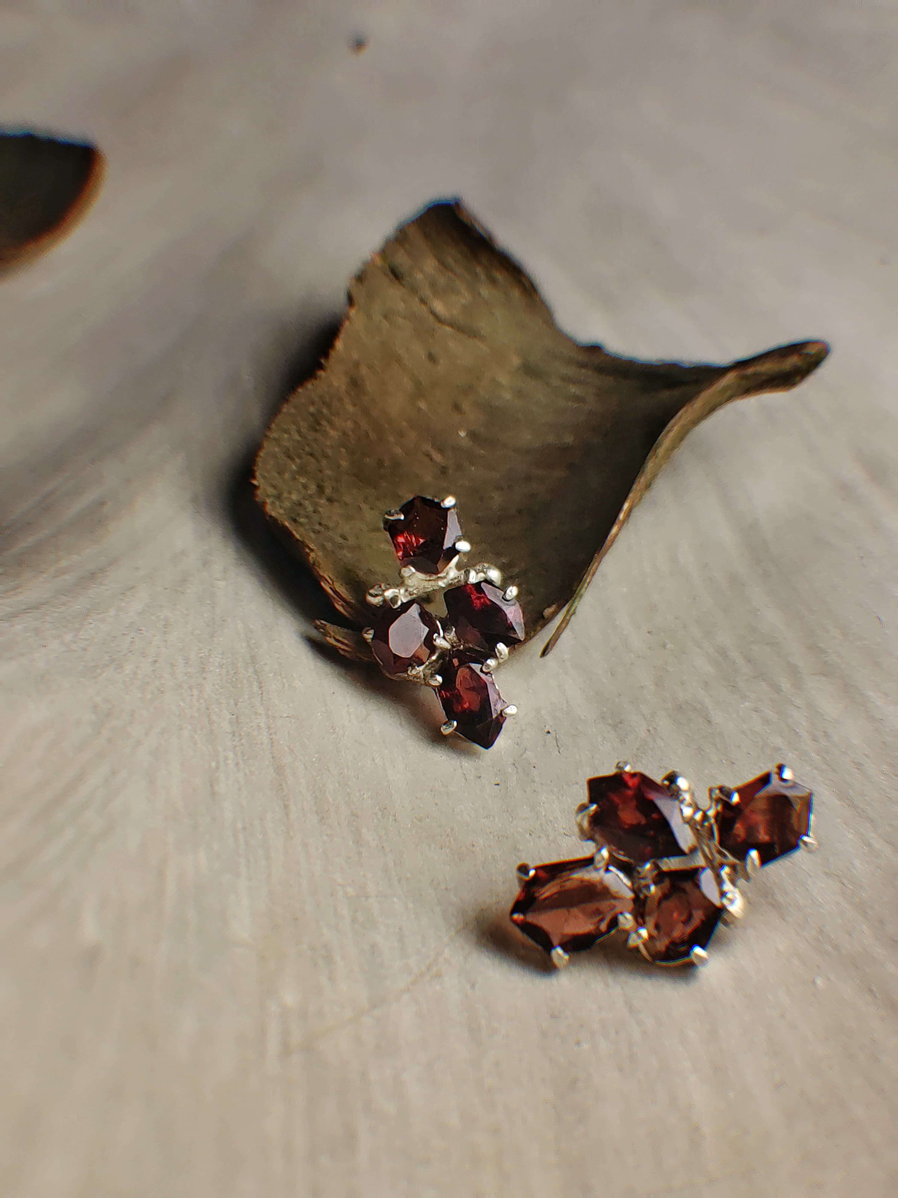 Henna: A handcrafted Earrings featuring Garnet and hues of Red.