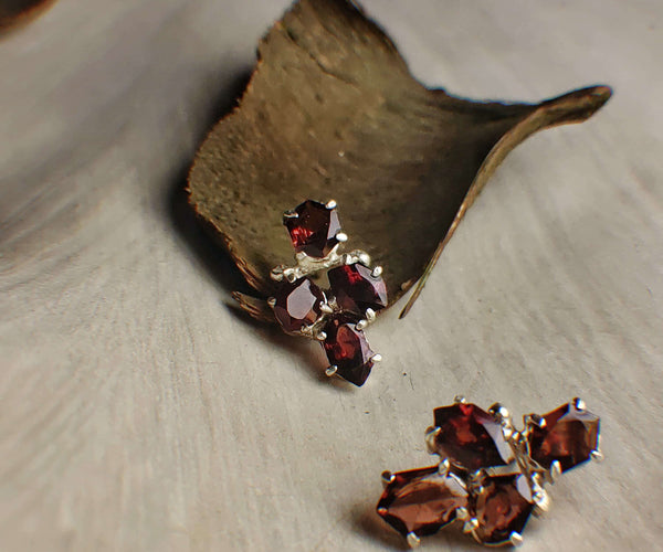 Henna: A handcrafted Earrings featuring Garnet and hues of Red.