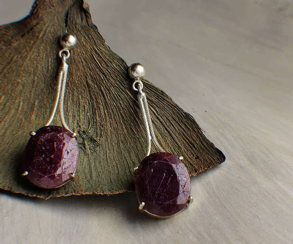 Birds: A handcrafted Earrings featuring Ruby and hues of Red.