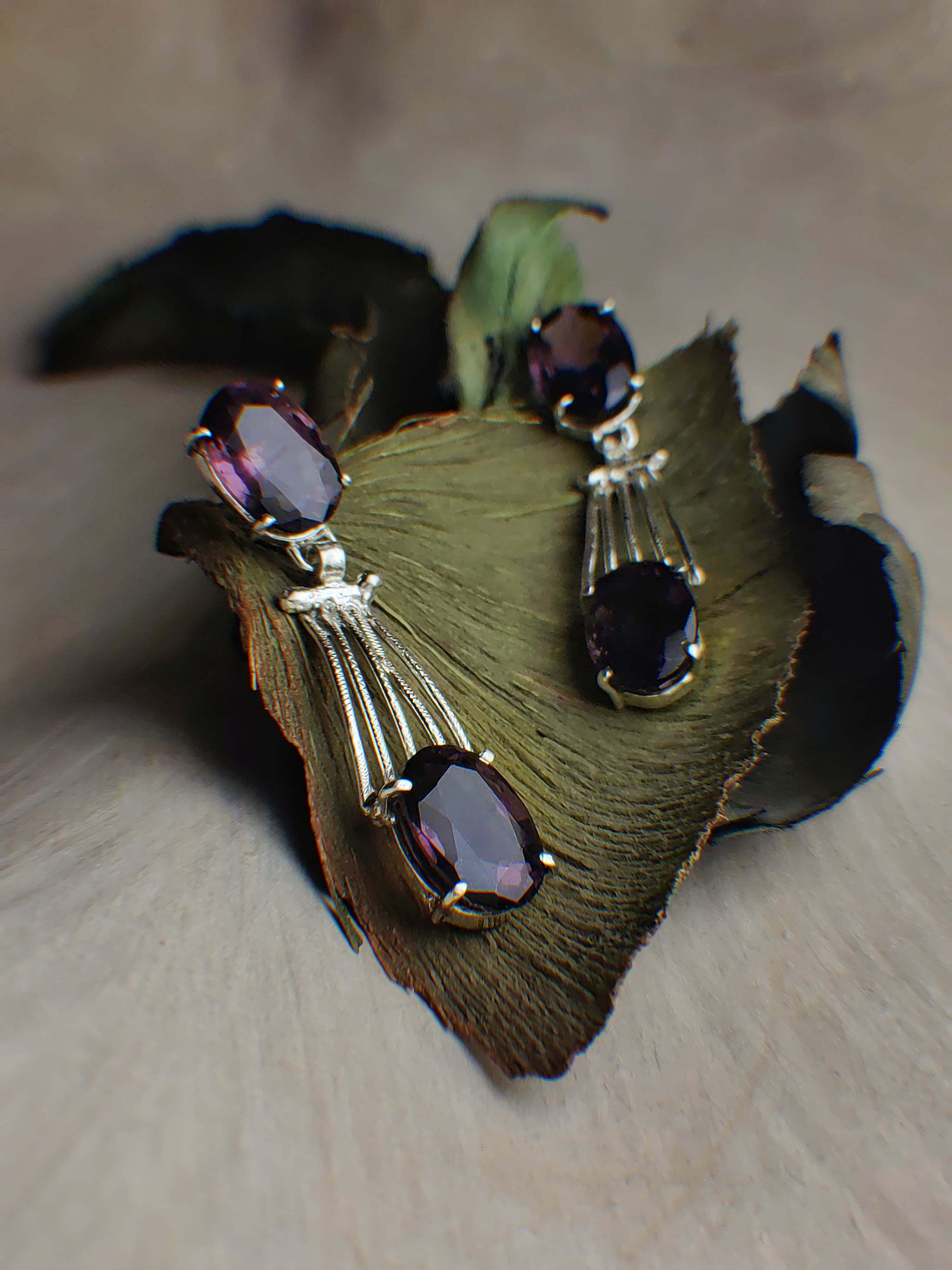 Plum drop: A handcrafted Earrings featuring Amethyst and hues of Purple.