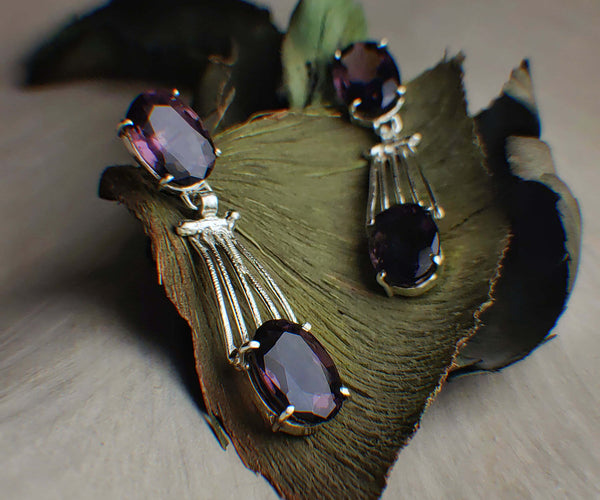 Plum drop: A handcrafted Earrings featuring Amethyst and hues of Purple.