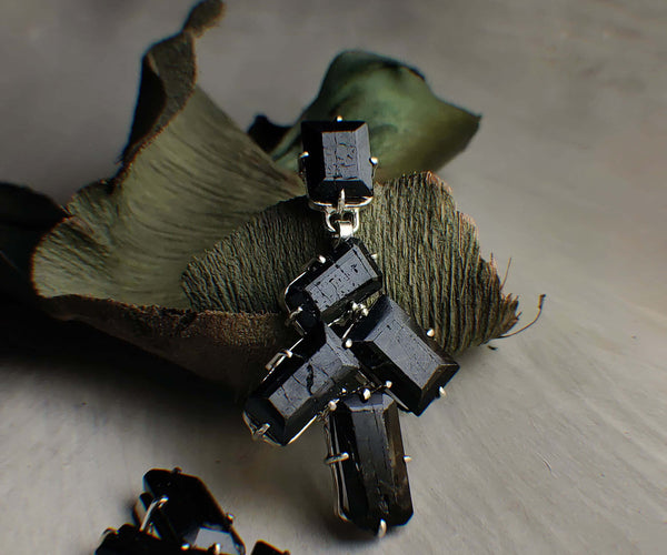 Alison: A handcrafted Earrings featuring Onyx and hues of Black.