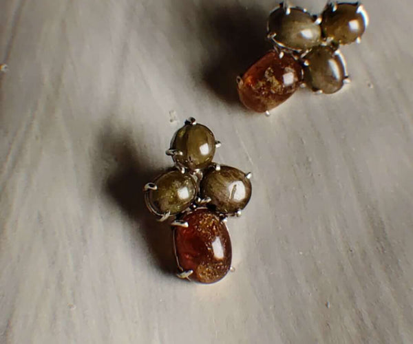 Ember: A handcrafted Earrings featuring nan and hues of Brown Yellow.