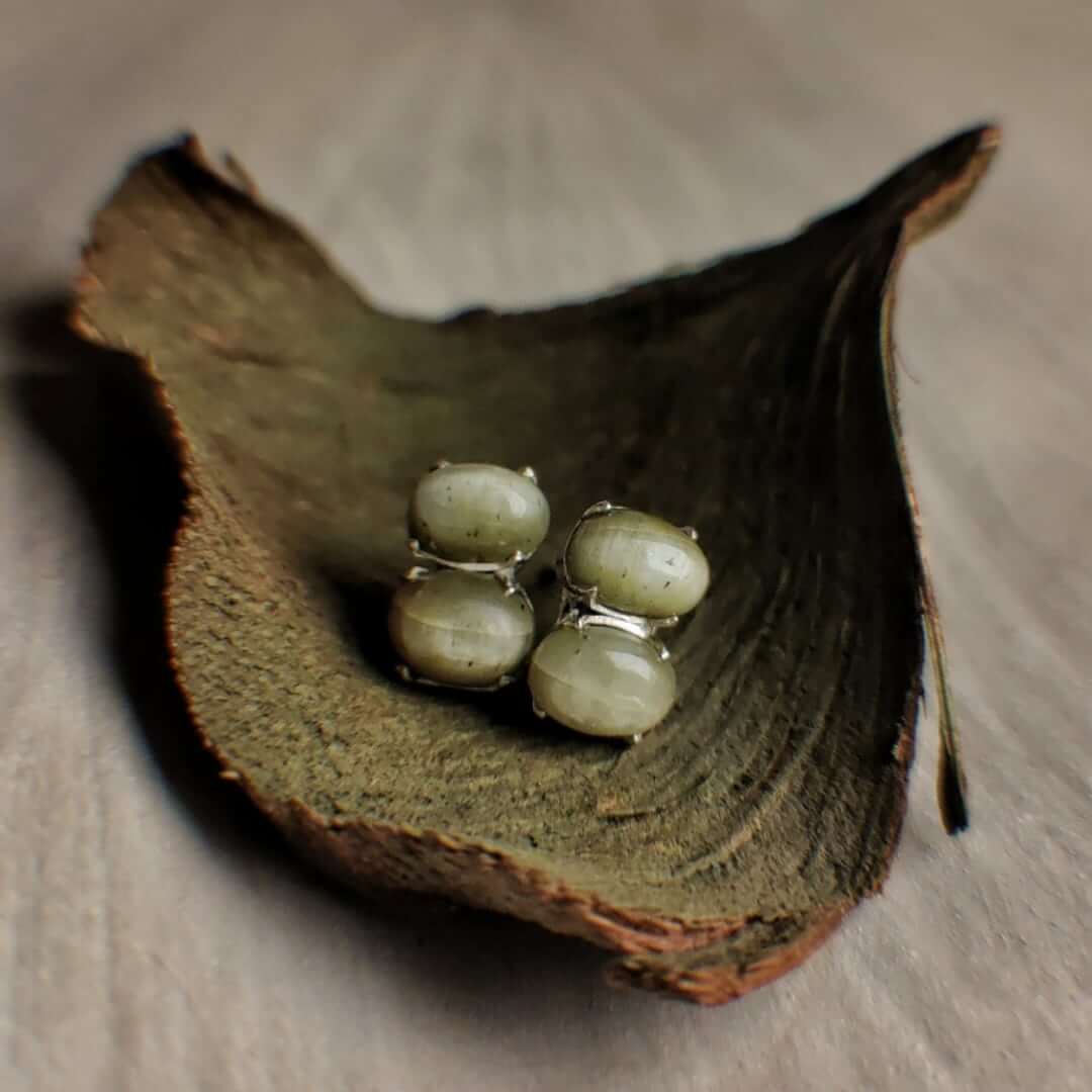 Olive you: A handcrafted Earrings featuring Serpentine and hues of Green.