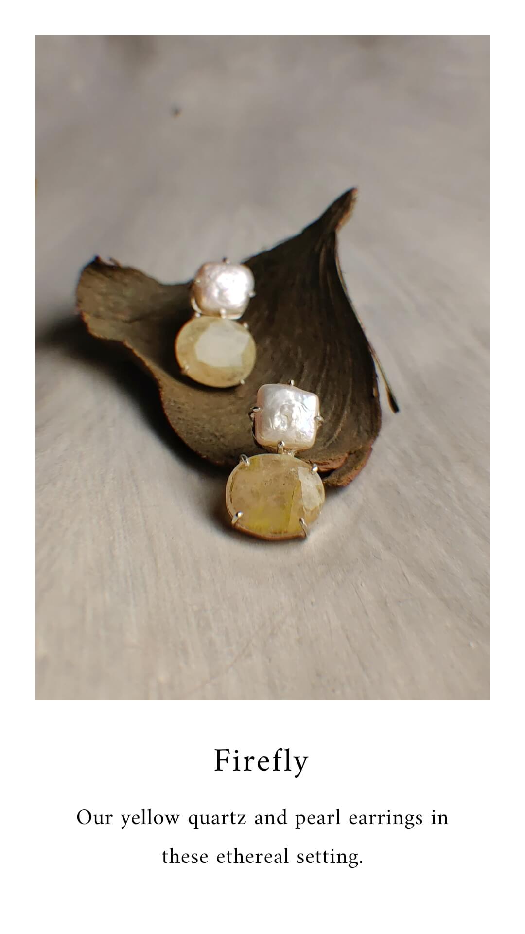 Fire fly: A handcrafted Earrings featuring Pearl Citrine and hues of White Yellow.