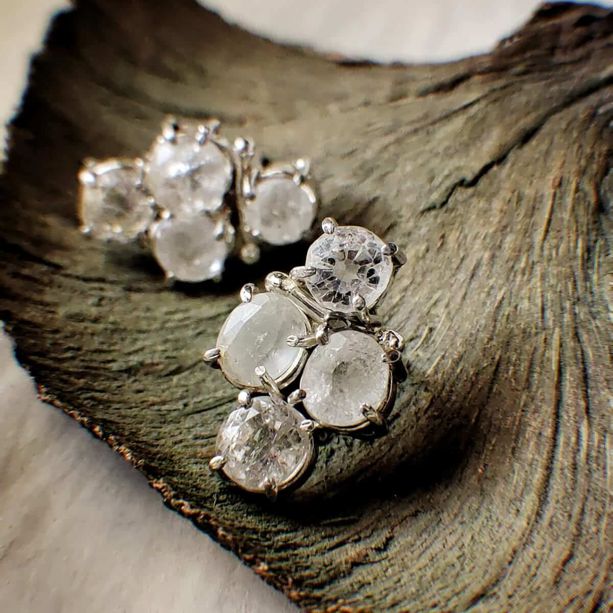 Neptune Rain: A handcrafted Earrings featuring Quartz and hues of White.