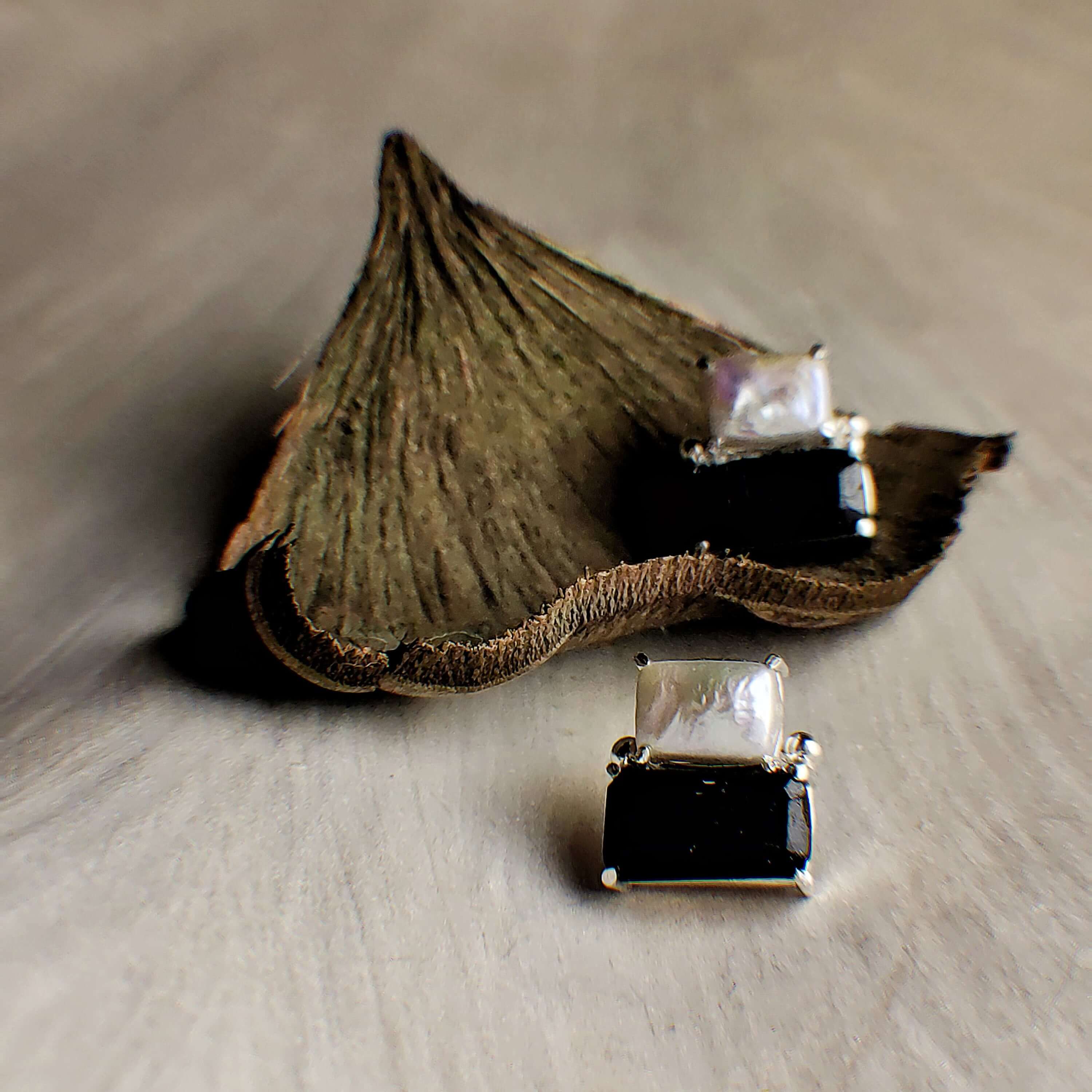 Beatles buddies: A handcrafted Earrings featuring Pearl Tourmaline and hues of White Black.