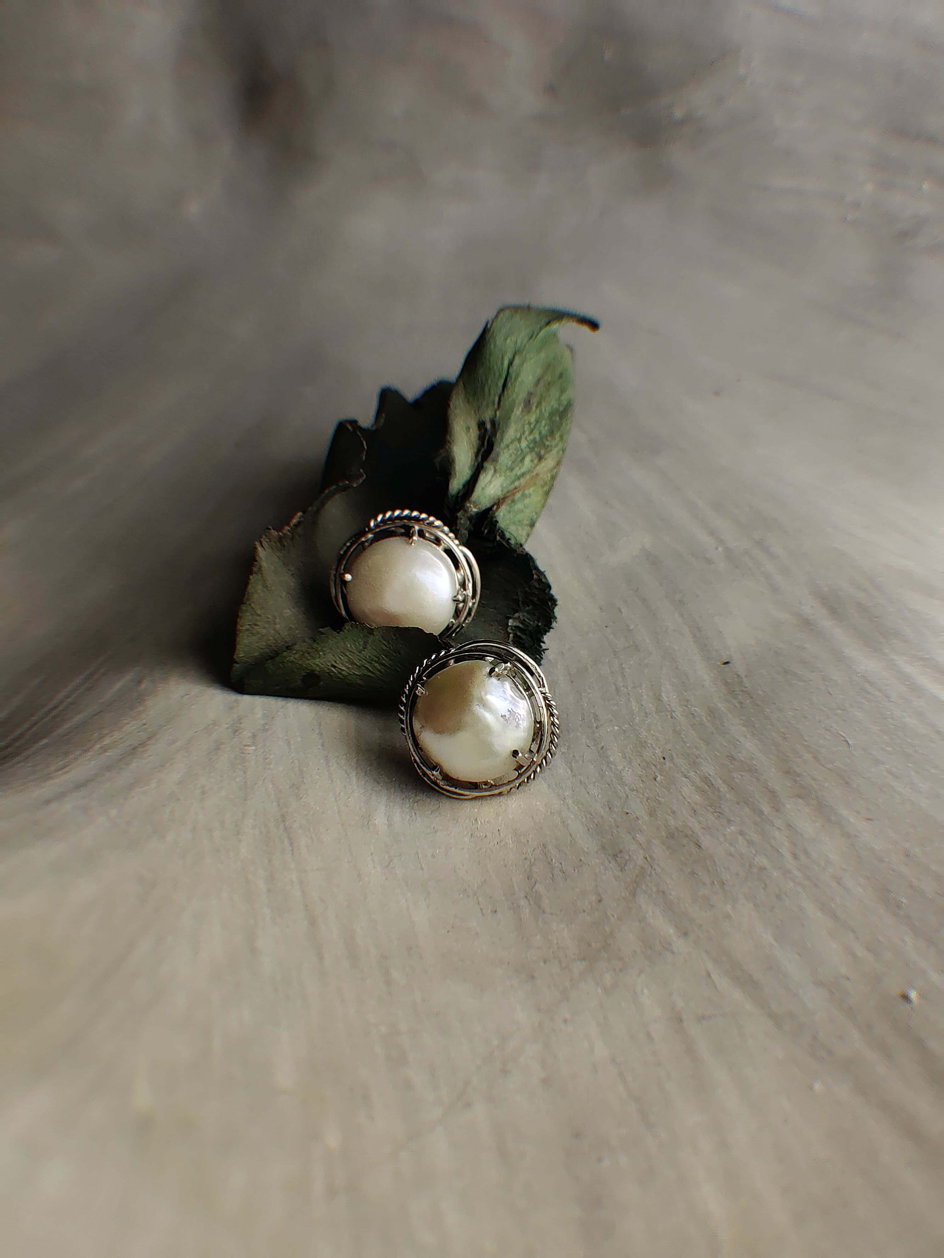 Blushing pearls: A handcrafted Earrings featuring Pearl and hues of White.