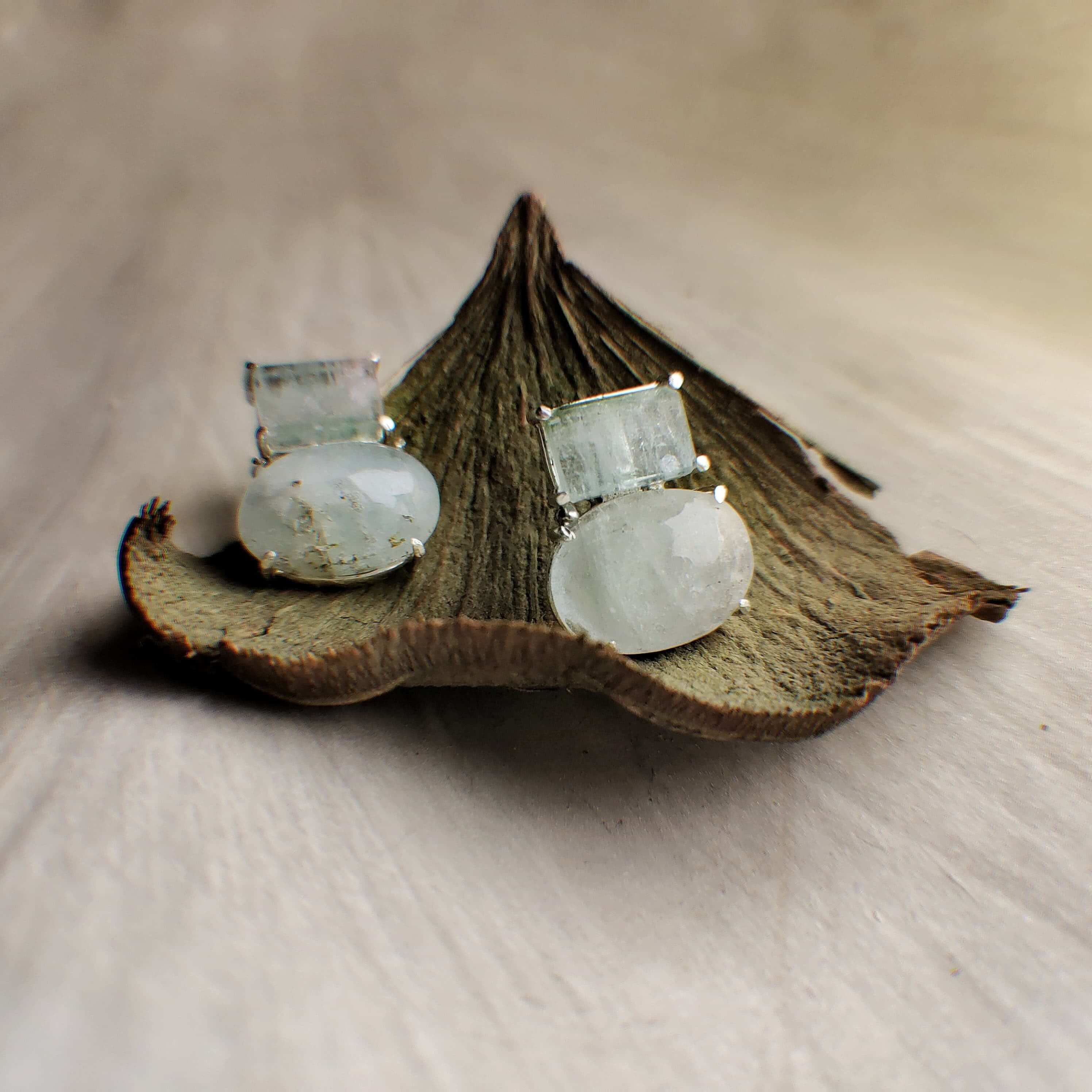 Holly: A handcrafted Earrings featuring Aquamarine and hues of Blue.