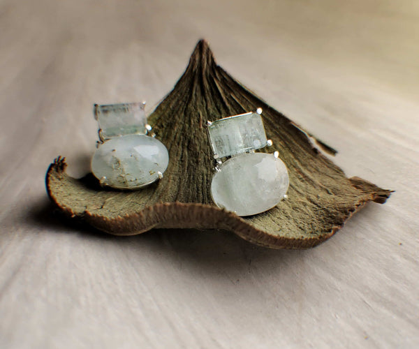 Holly: A handcrafted Earrings featuring Aquamarine and hues of Blue.