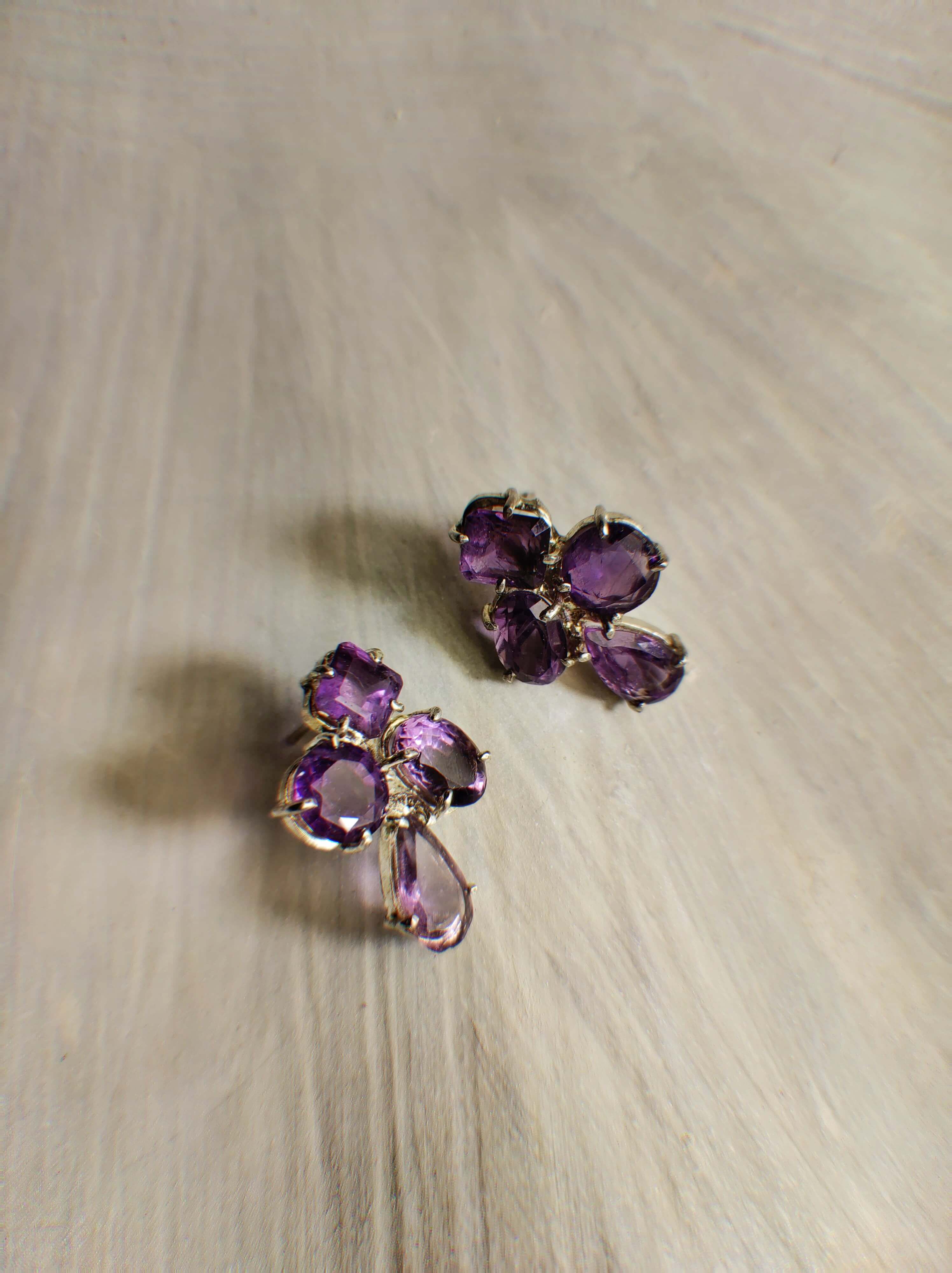 Laila: A handcrafted Earrings featuring Amethyst and hues of Purple.