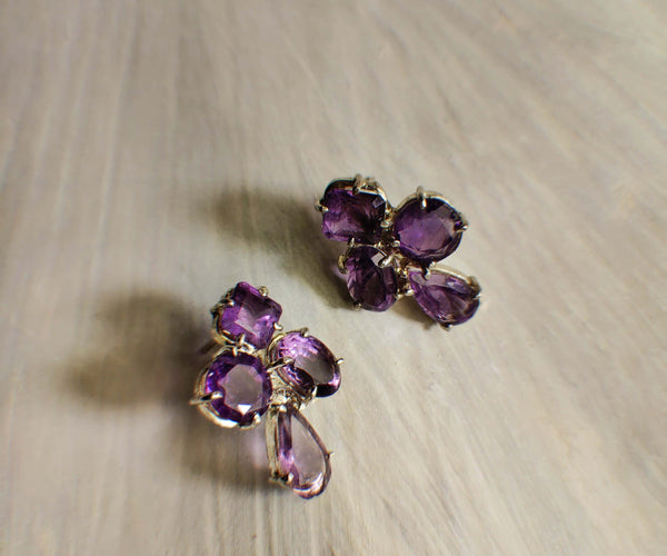 Laila: A handcrafted Earrings featuring Amethyst and hues of Purple.