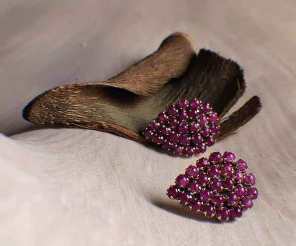 Aaira earrings featuring Ruby, in Red, Pink tones by Repeat.pk.