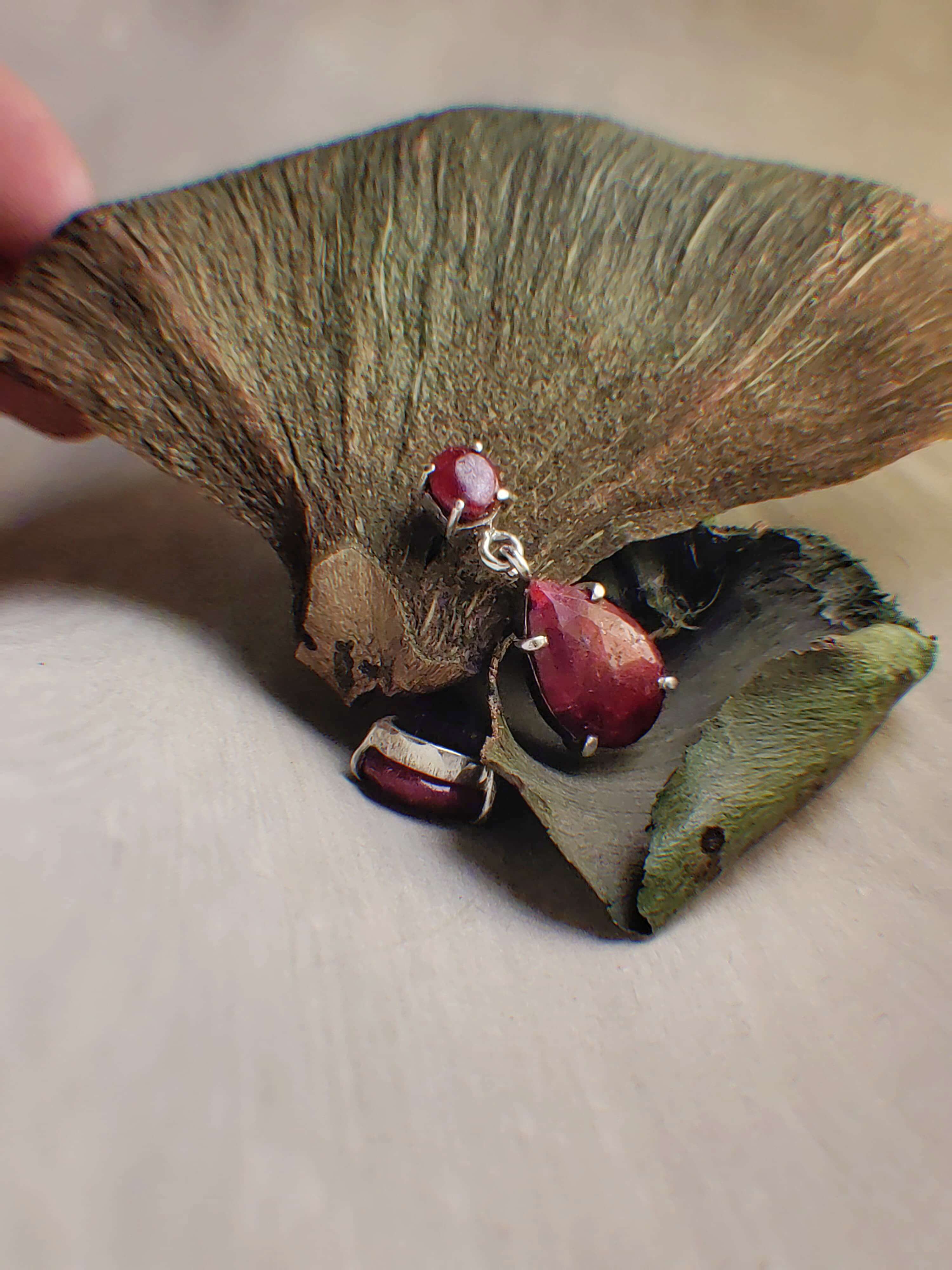 Aaria: A handcrafted Earrings featuring Ruby and hues of Red Green.
