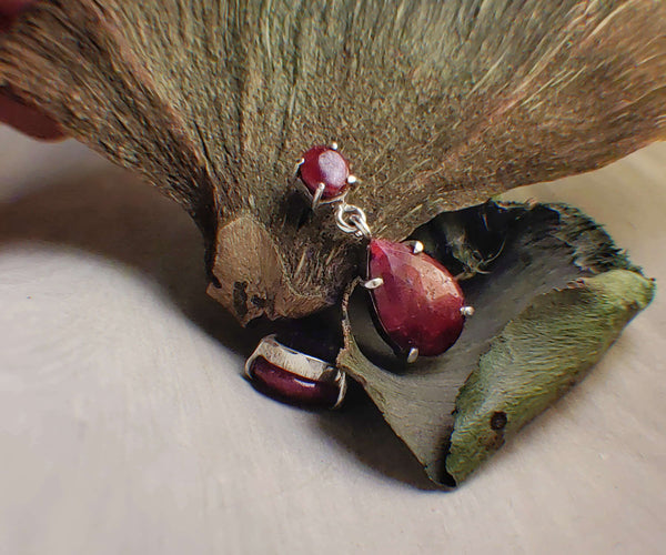Aaria: A handcrafted Earrings featuring Ruby and hues of Red Green.