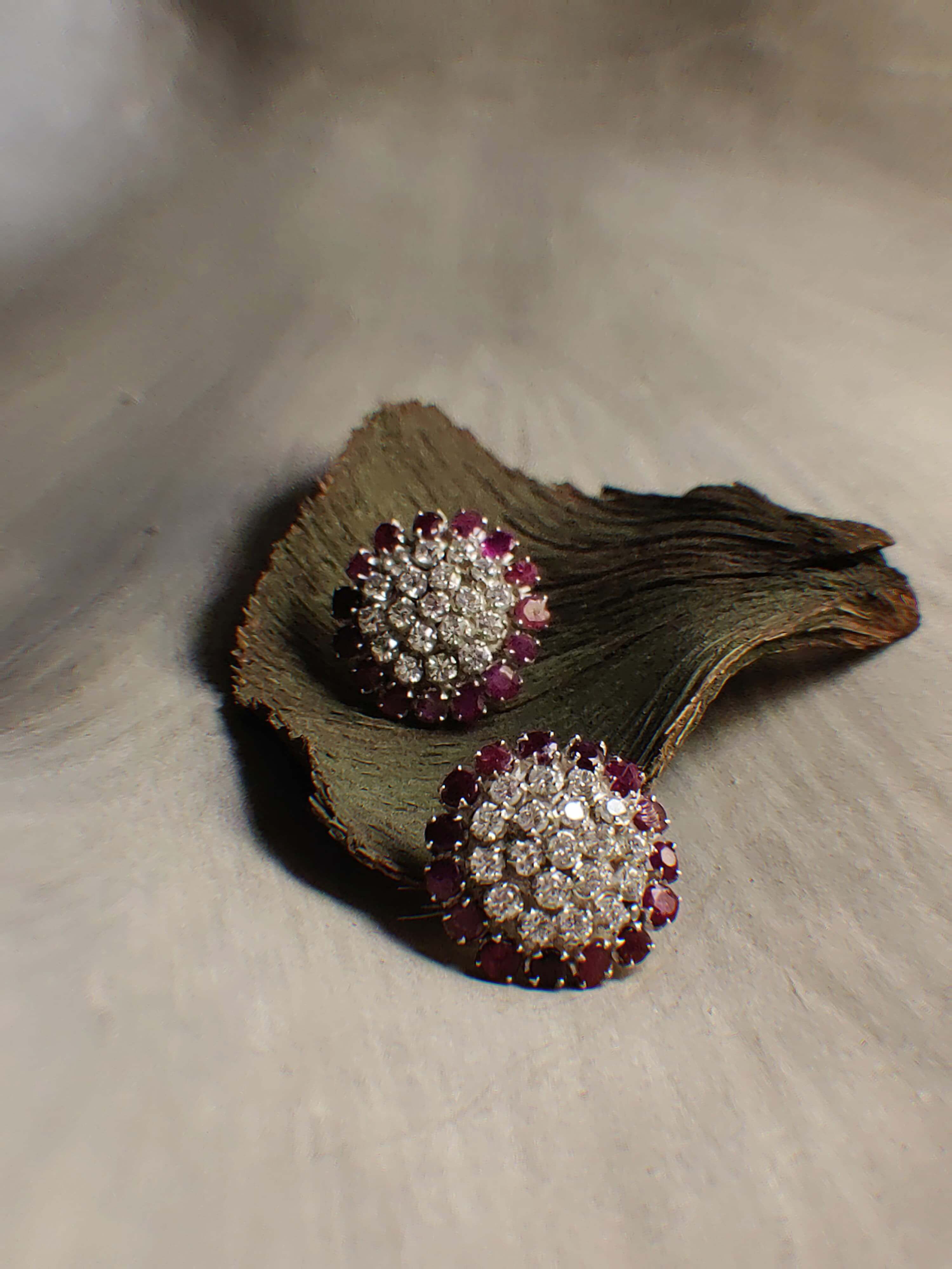 Ivy Rose: A handcrafted Earrings featuring Ruby  Zirconia and hues of Red Pink White.