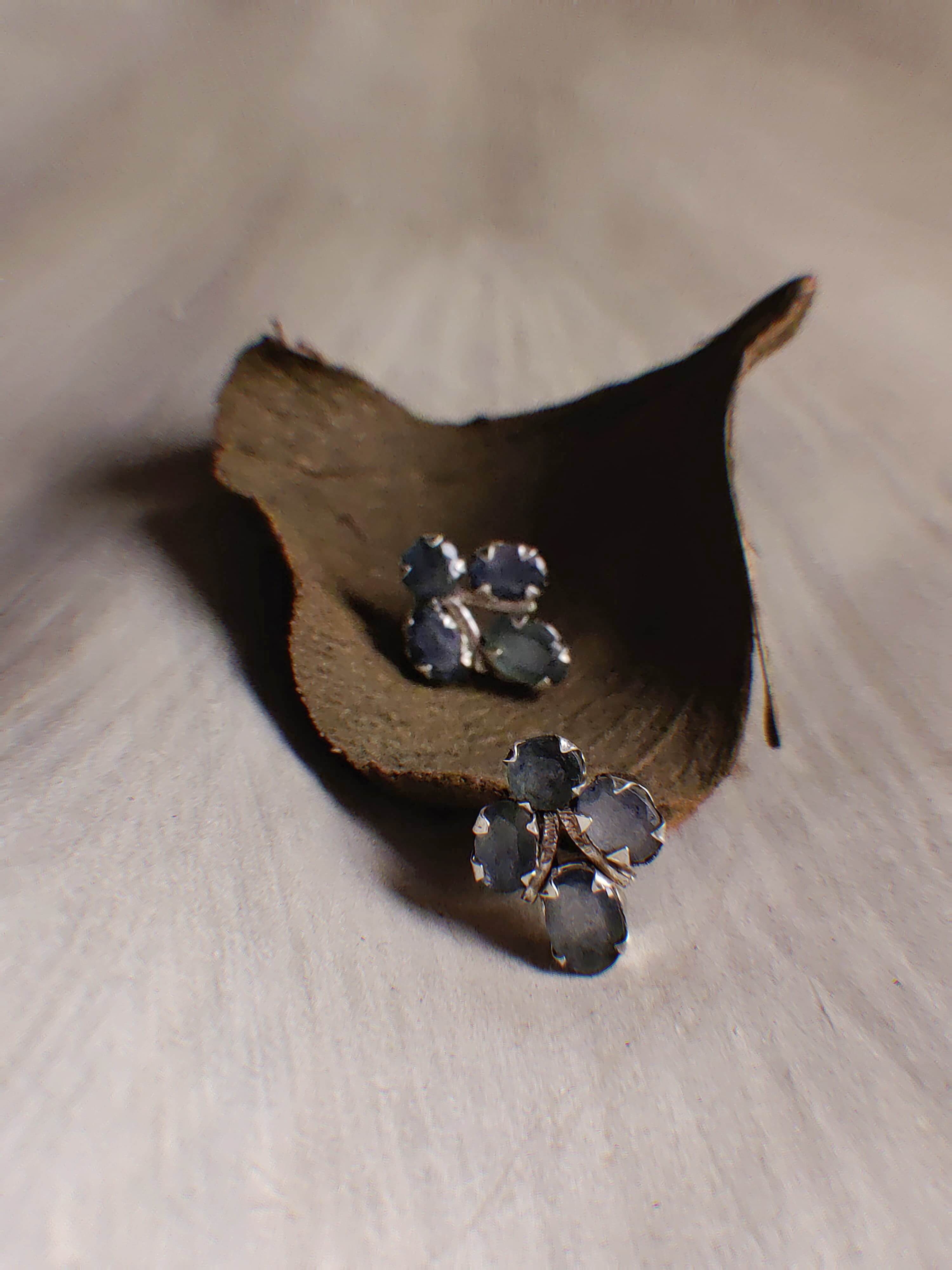 Stella: A handcrafted Earrings featuring Sapphire and hues of Blue.