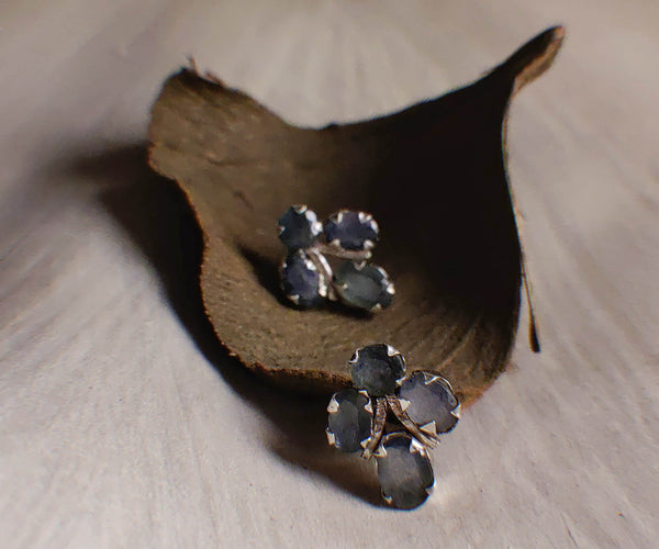 Stella: A handcrafted Earrings featuring Sapphire and hues of Blue.