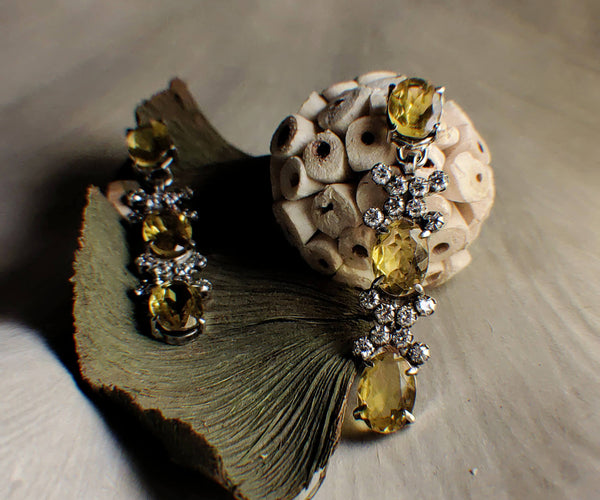Sunset Blush: A handcrafted Earrings featuring Citrine  Zirconia and hues of White Yellow.