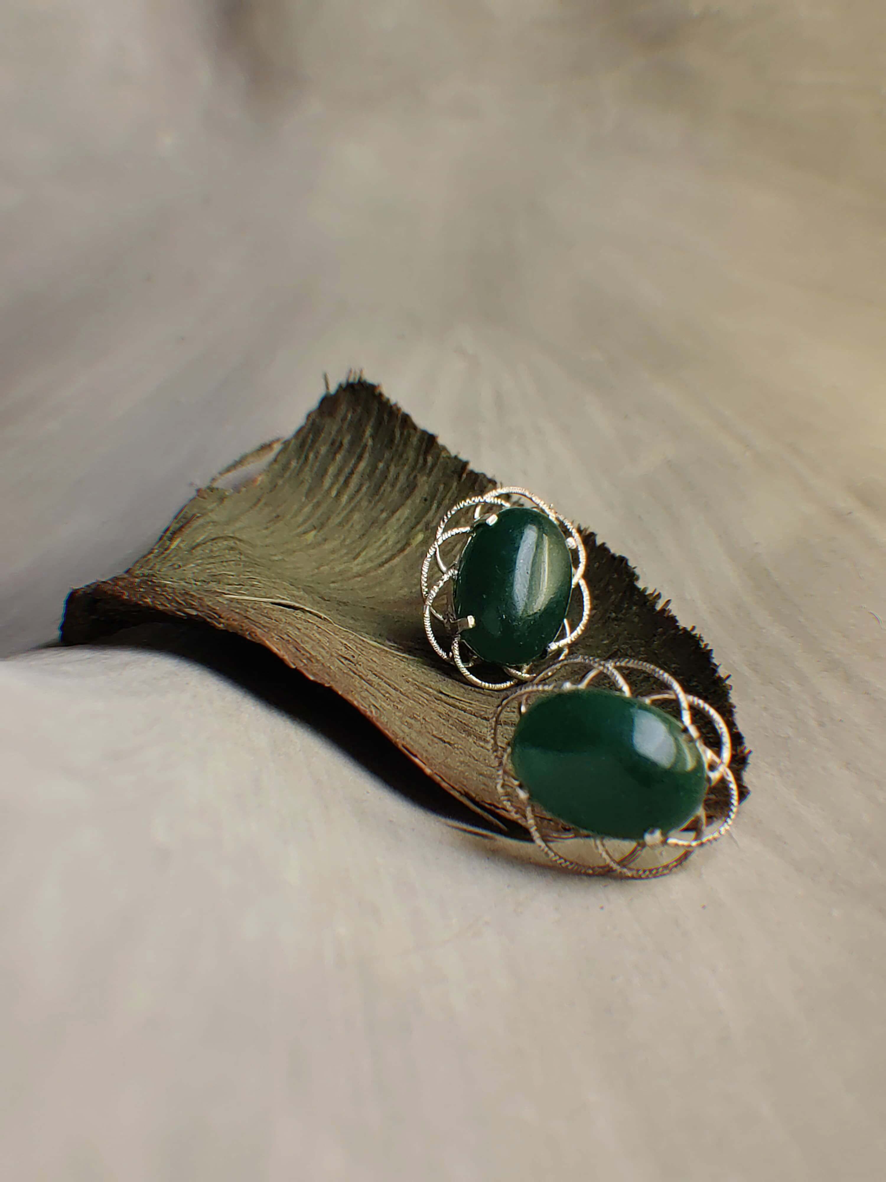 Isha: A handcrafted Earrings featuring Jade and hues of Green.