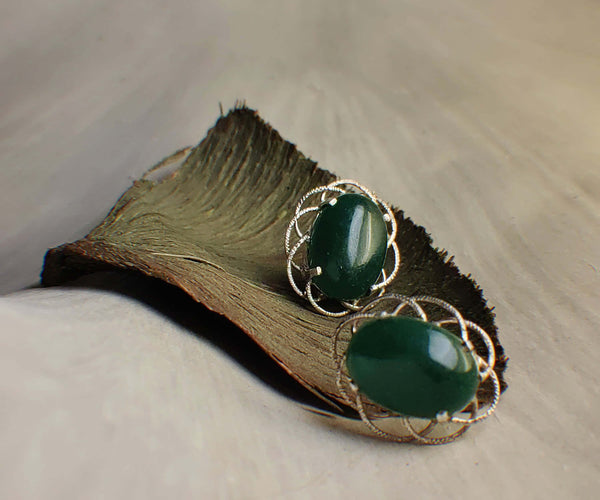 Isha: A handcrafted Earrings featuring Jade and hues of Green.