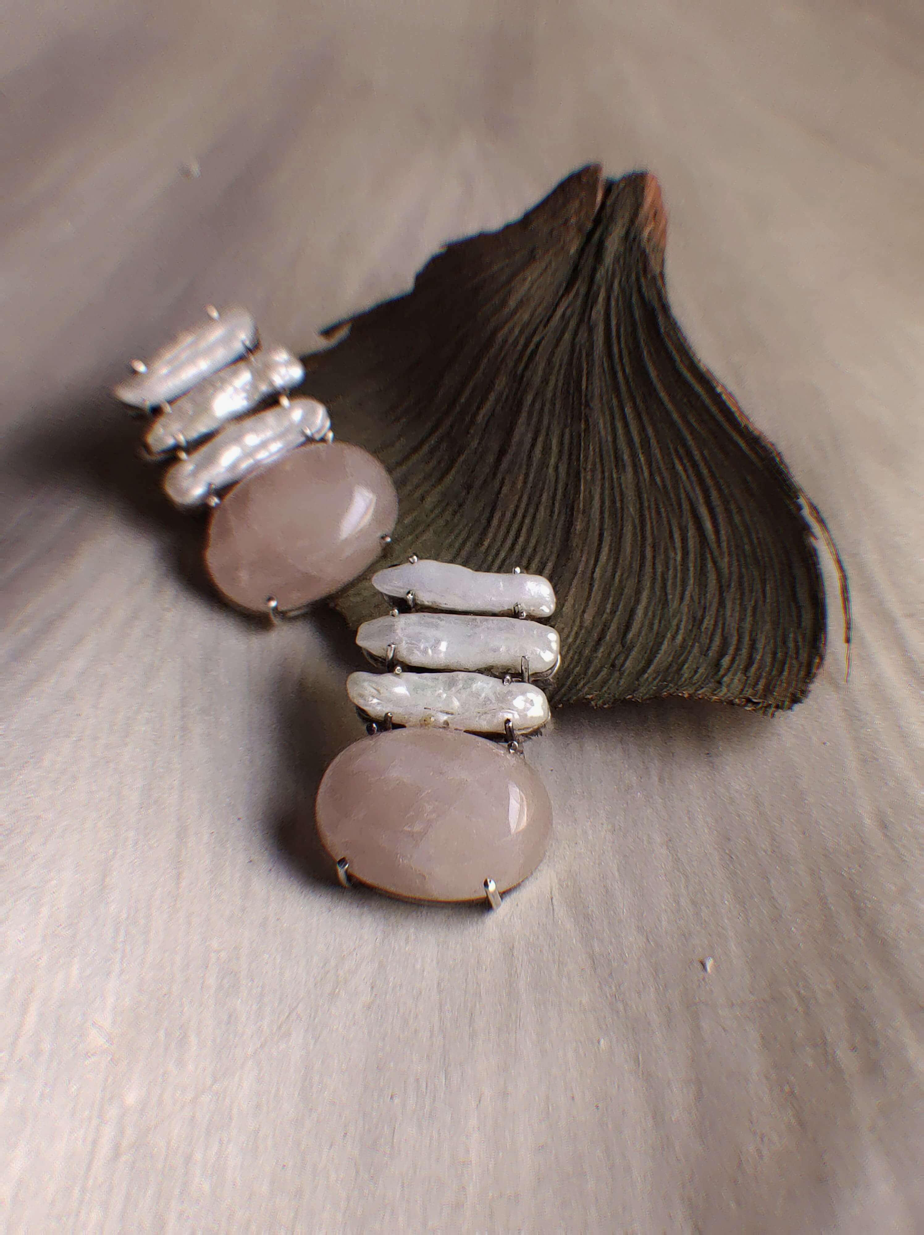Charm: A handcrafted Earrings featuring Pearl Jade and hues of Yellow Grey.