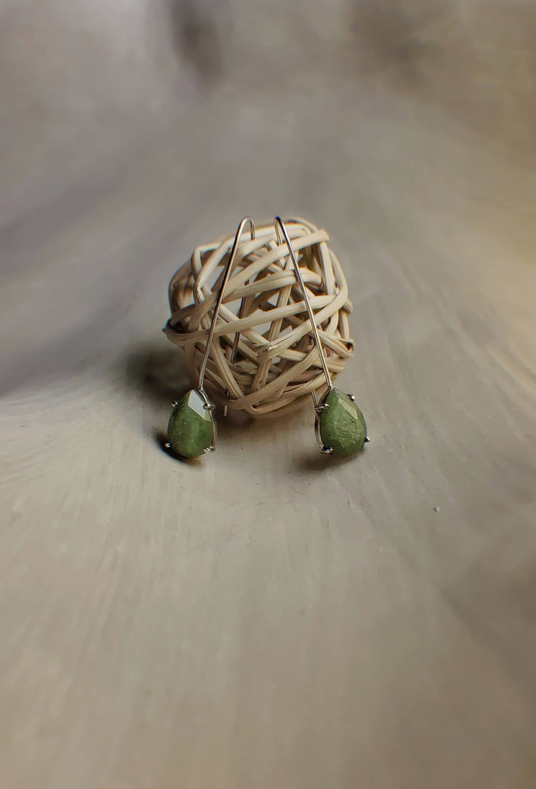 Green Bloom: A handcrafted Earrings featuring Peridot and hues of Green.