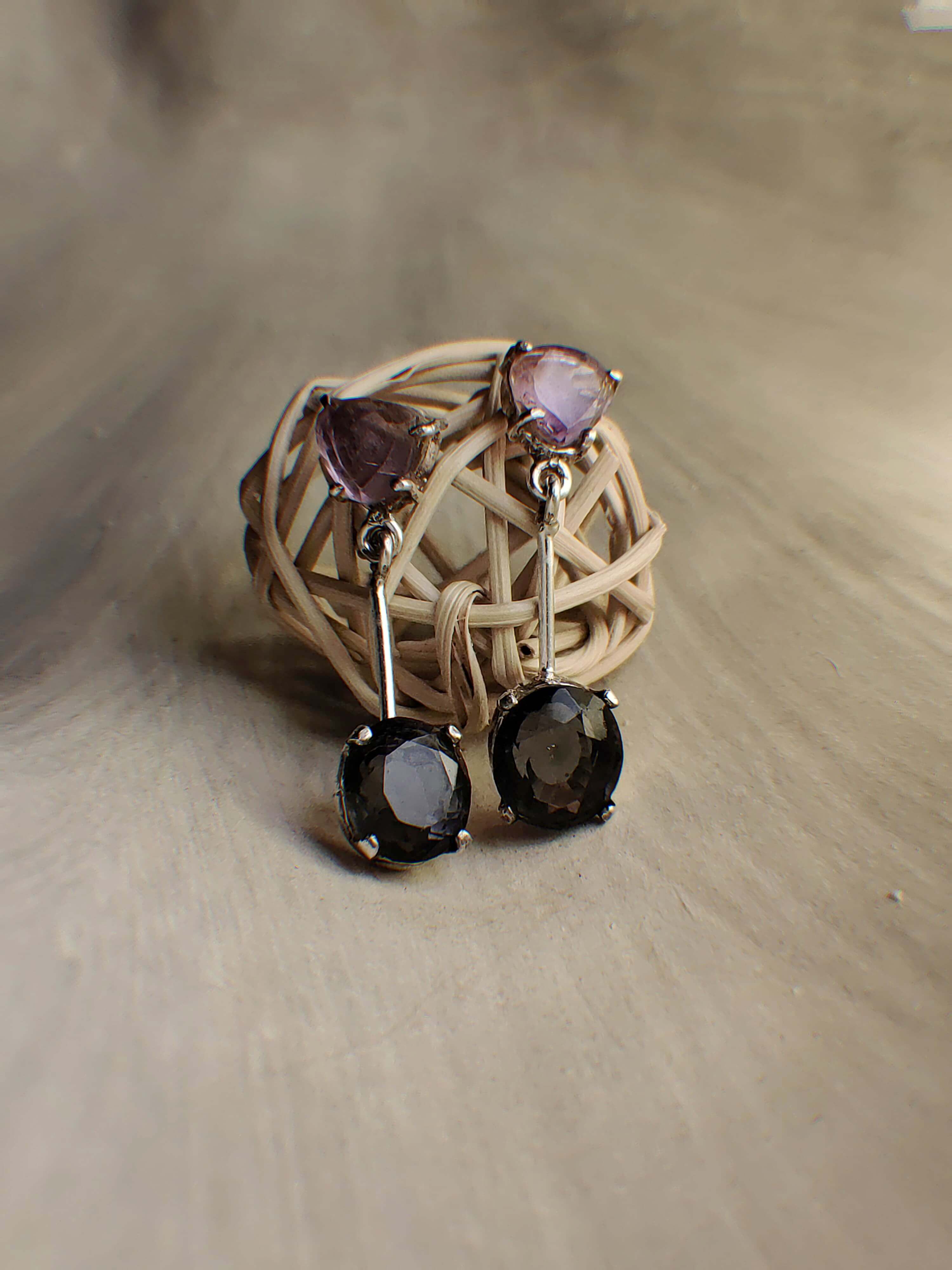 Plum: A handcrafted Earrings featuring Amethyst and hues of Purple.