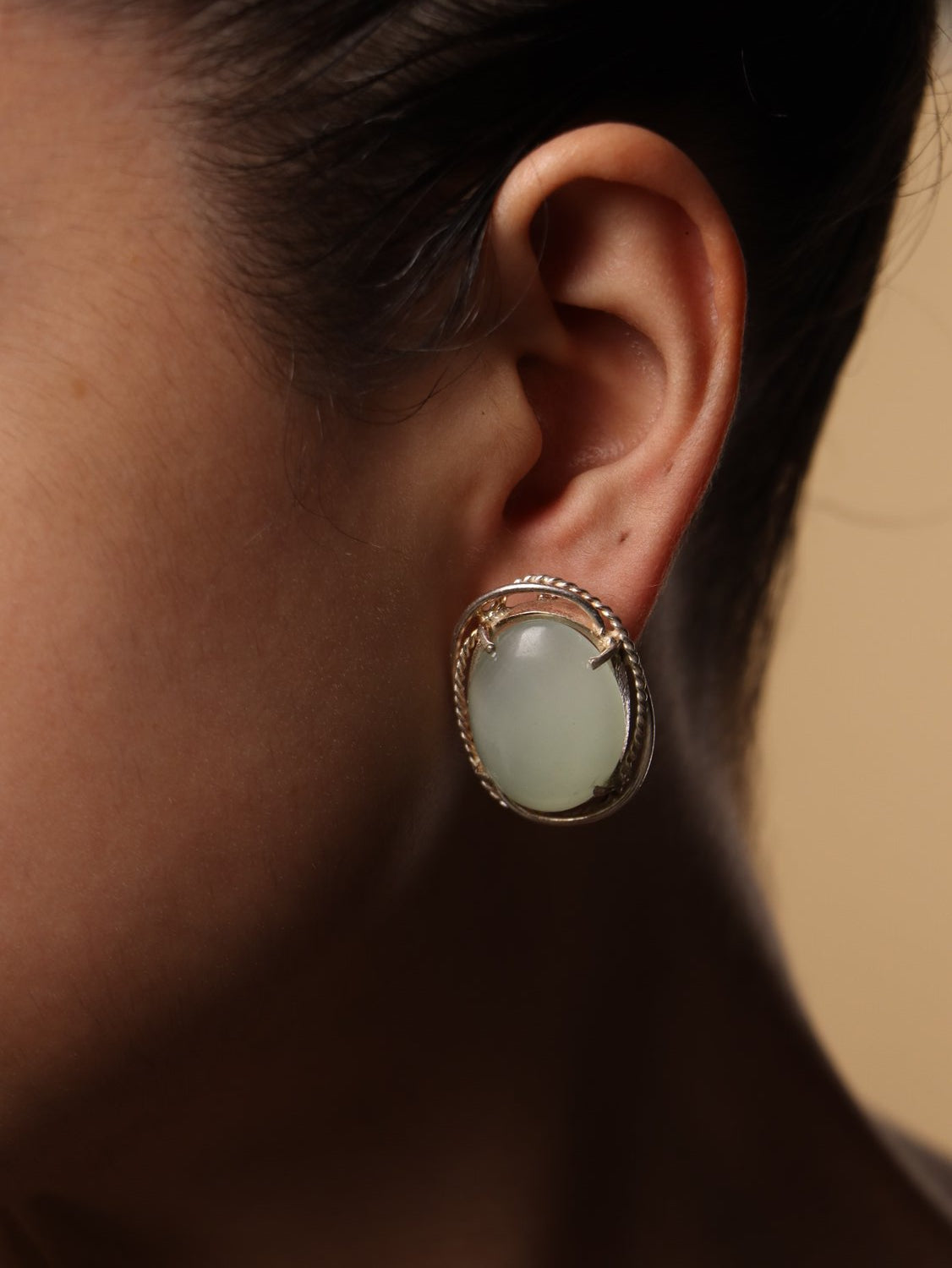 Cloudleaf earrings, with Aventurine stones in green, 0.9-inch