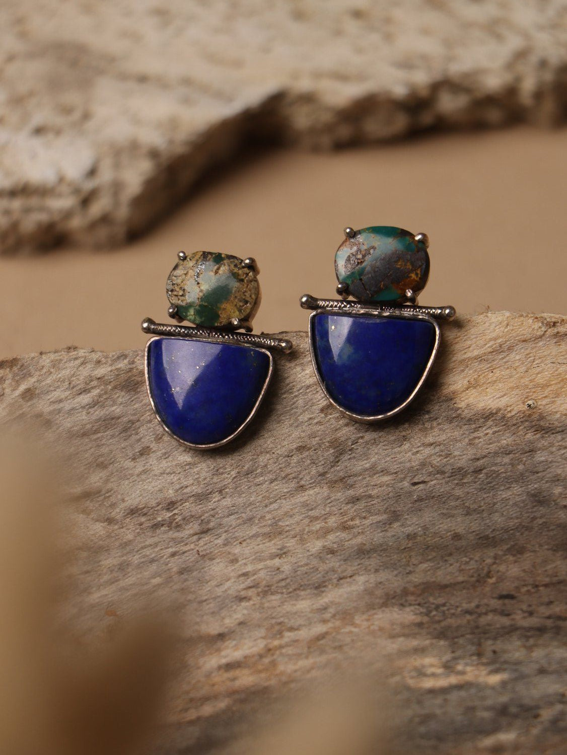 Midnight Pebble earrings, in blue, 0.75-inch