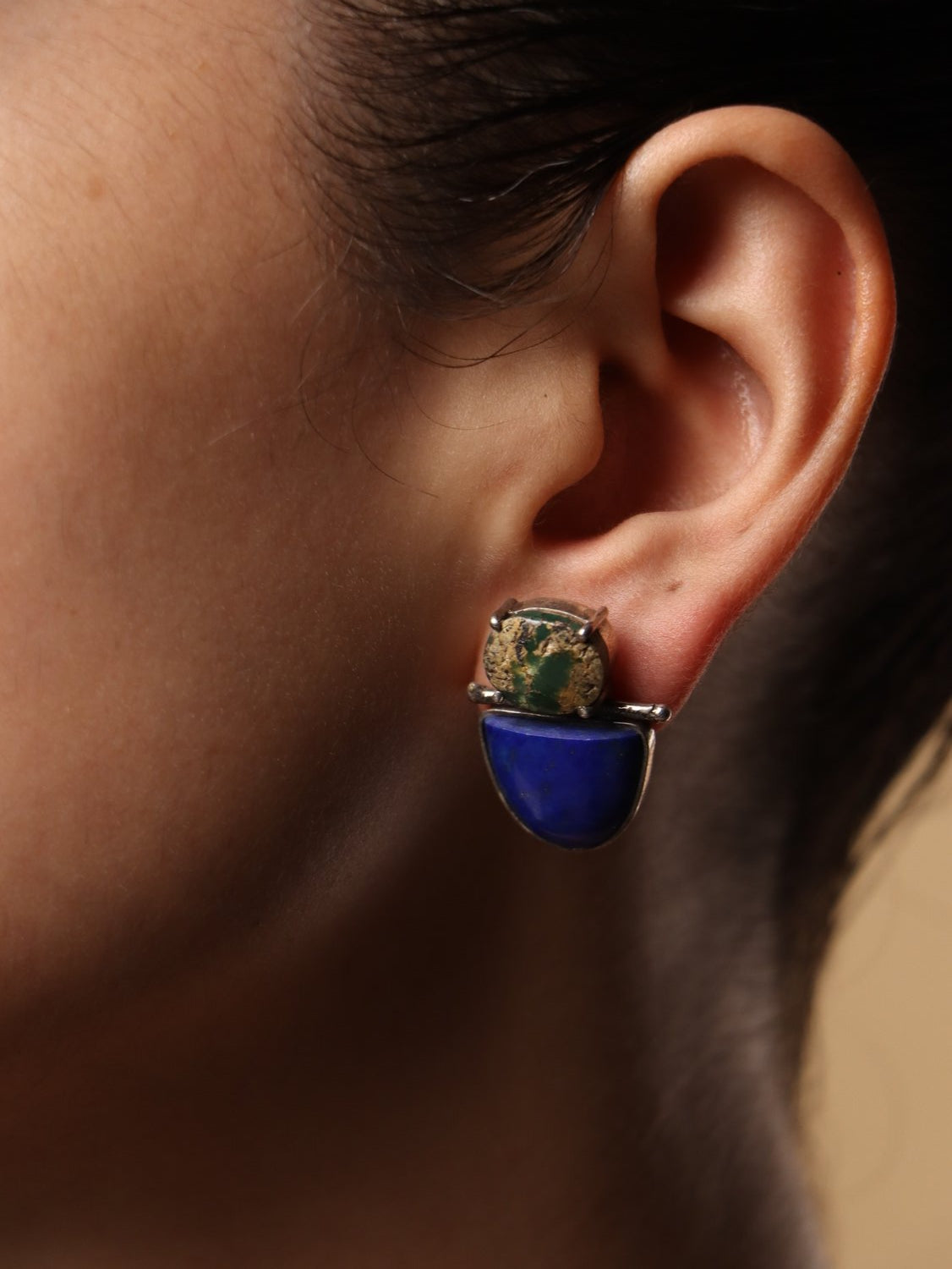 Midnight Pebble earrings, in blue, 0.75-inch
