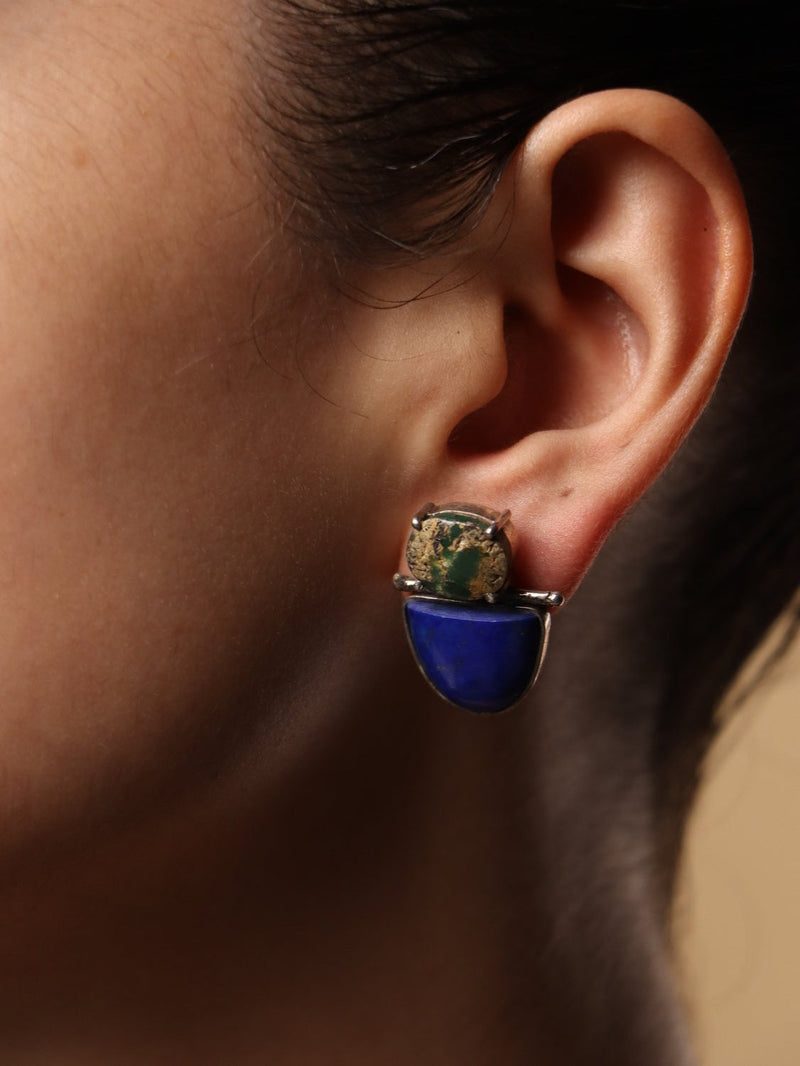 Midnight Pebble earrings, in blue, 0.75-inch