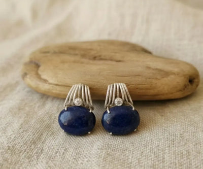 Stunning Aima accessories showcasing Lapis Lazuli and Zirconia in blue and white.
