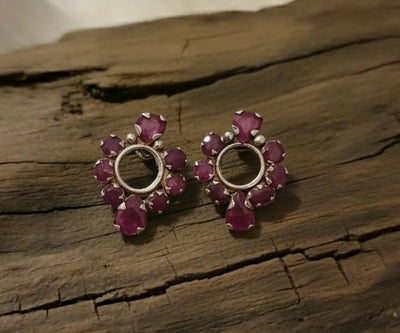 Cranberry drop earrings highlighting Ruby in red.