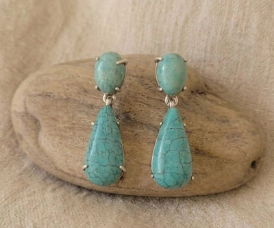 Classic Amaya earrings made with Turquoise in blue.